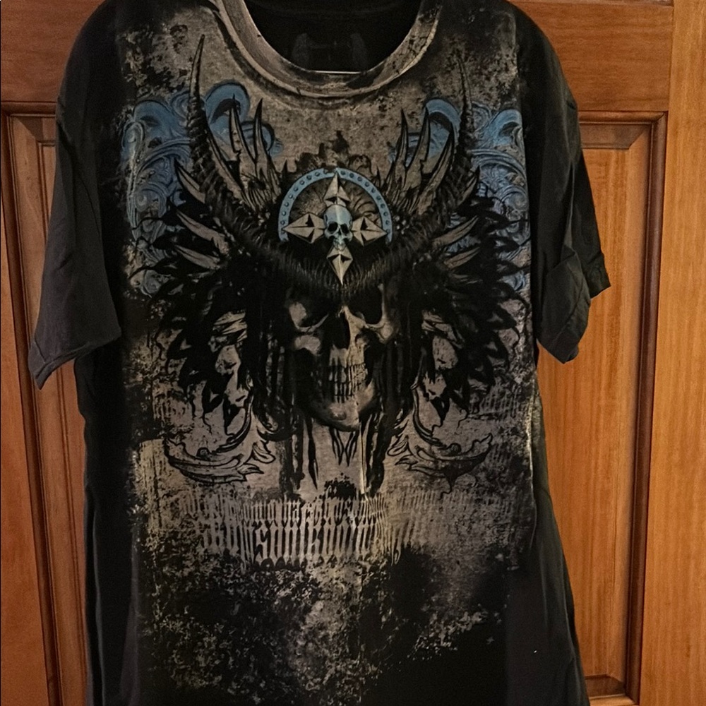 Black Short Sleeve Tee with Gothic Graphic